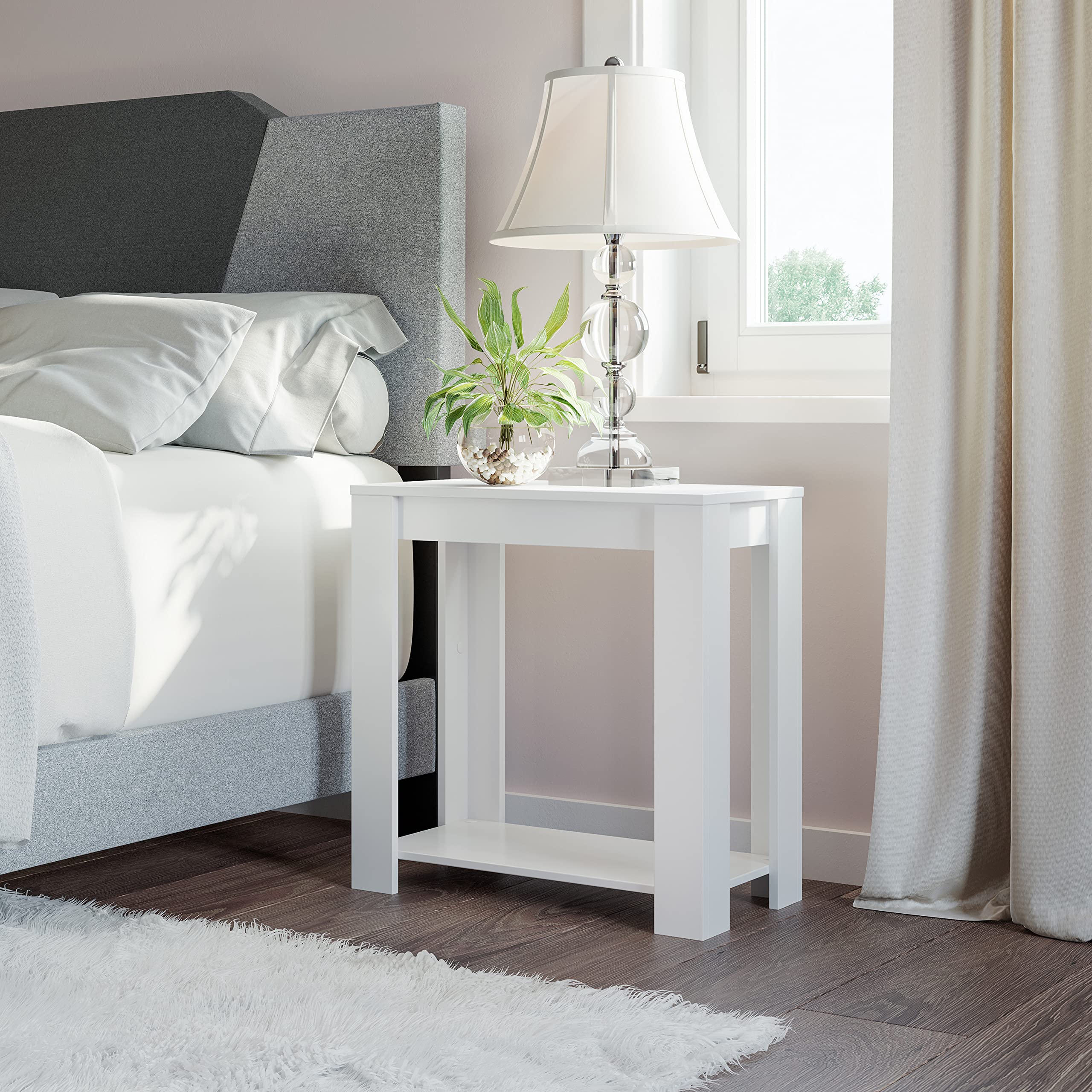 Boyd Sleep Brisbane Bedroom Nightstand Bedside Table: Open Storage Display Shelving, White